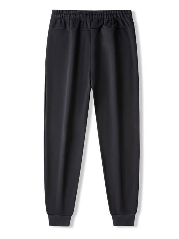 Casual Men's Thick Pants in black; windproof, warm sportswear featuring drawstring closure, pockets, and ankle-length fit - SF0622.
